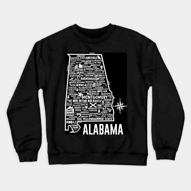 Alabama Map Crewneck Sweatshirt by Whereabouts Shop